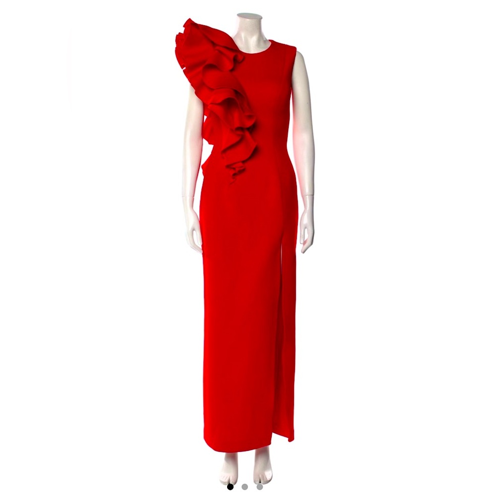 JOVANI Red Crew Neck Maxi Dress